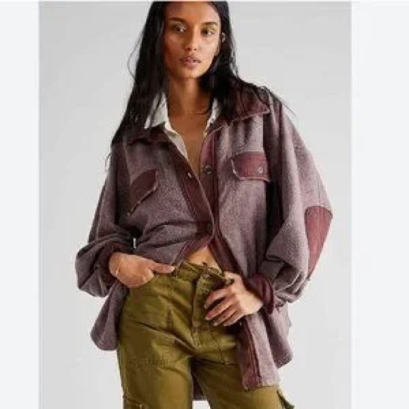 NWOT Free People oversized ruby shacket XS - Picture 1 of 16